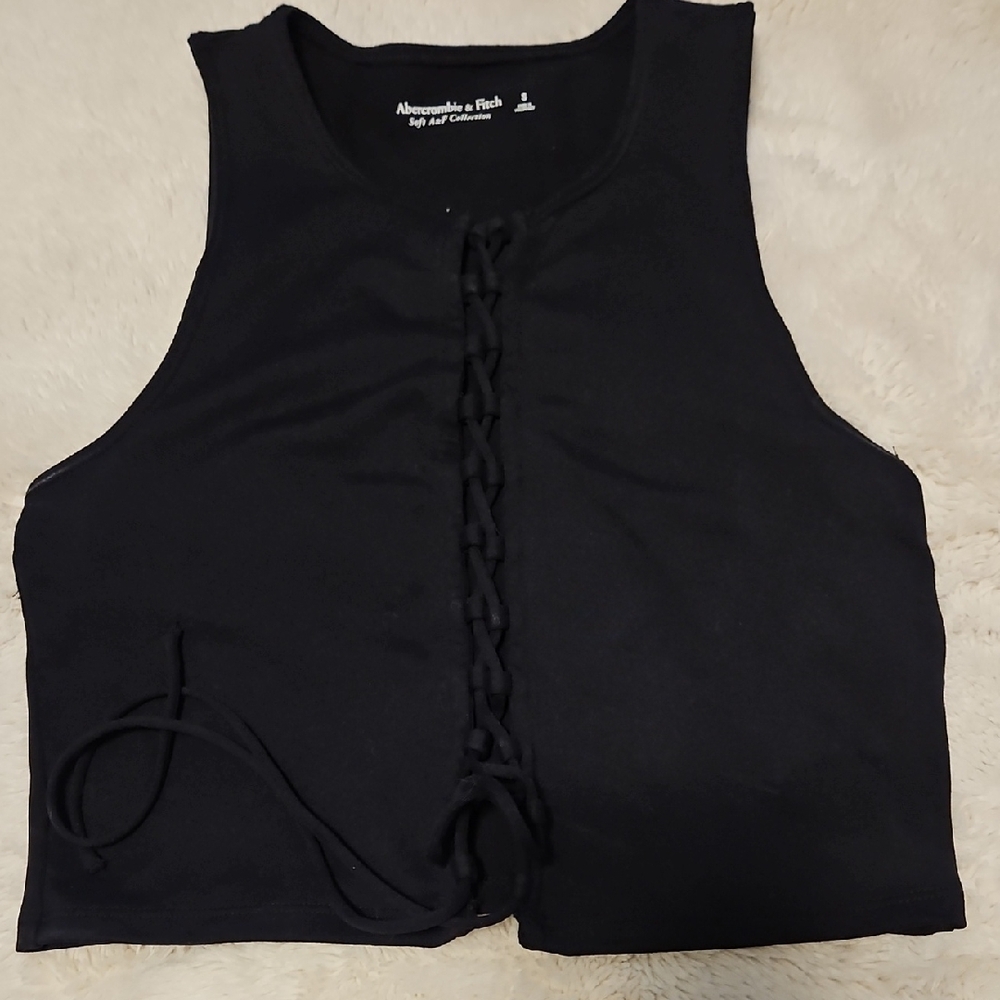 Abercrombie & Fitch Black Tie Front Sleeveless Tank